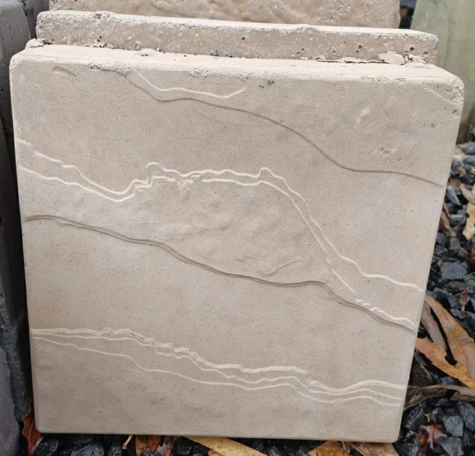 Concrete slabs with stone-style detail